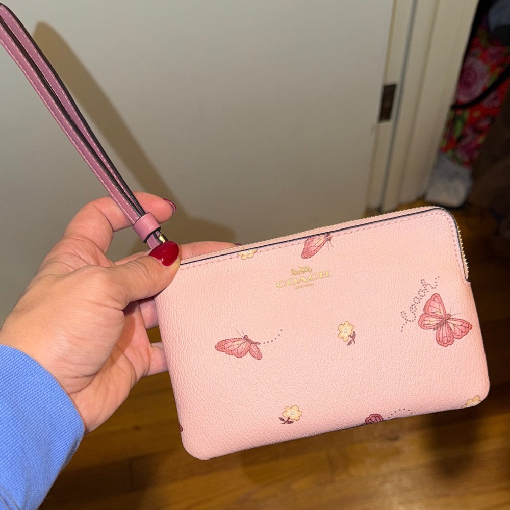 Coach Pink Butterfly Wristlet